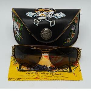 Ed Hardy Speed Kills Tattoo Crystal Cocoa Sunglasses And Case